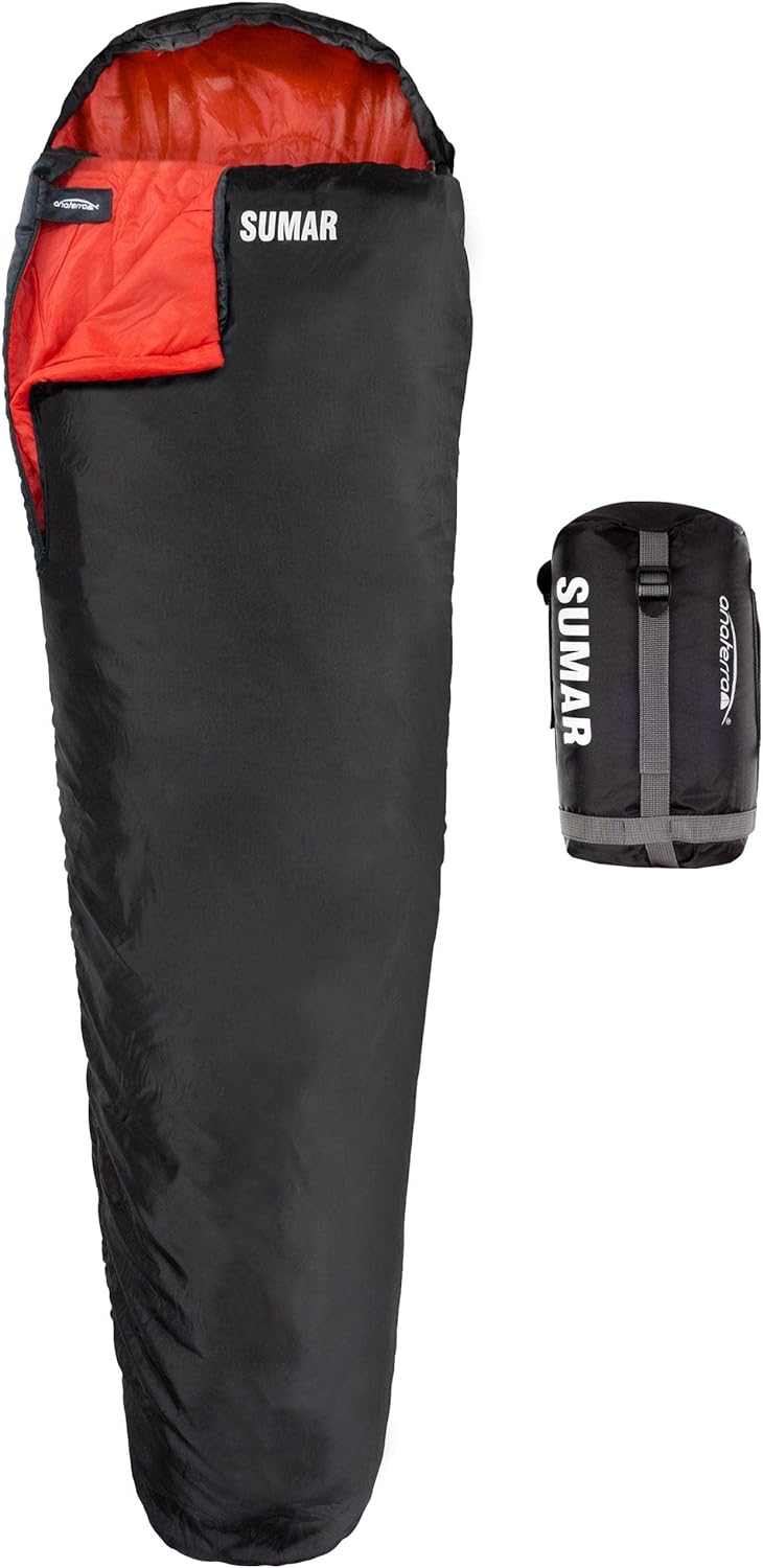 Sac de dormit, de vara, negru/rosu