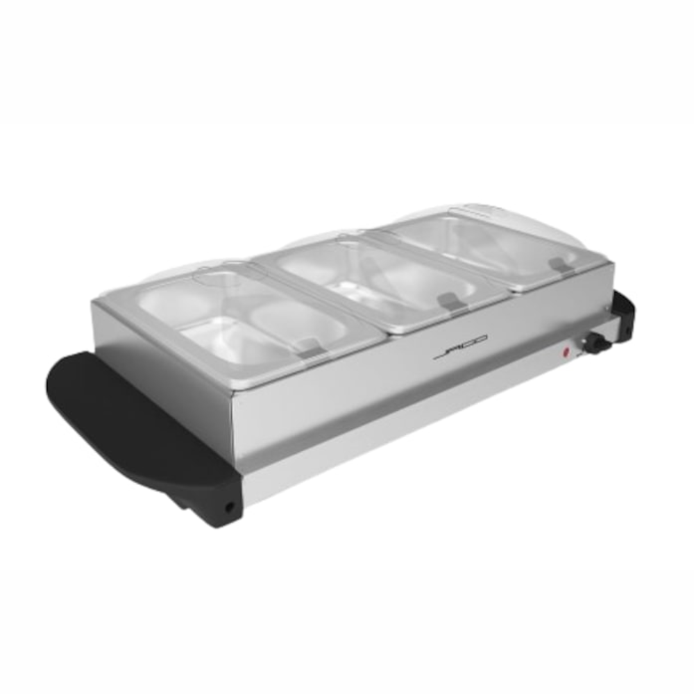 Bufet electric cu control de temperatura, 3 compartimente, 4.5 L, otel inoxidabil