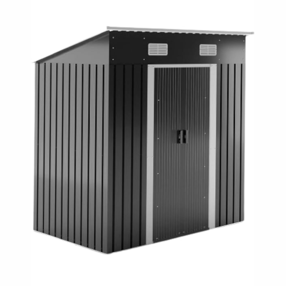 Casuta de gradina din otel galvanizat, antracit,194 x 182 x 121,5 cm