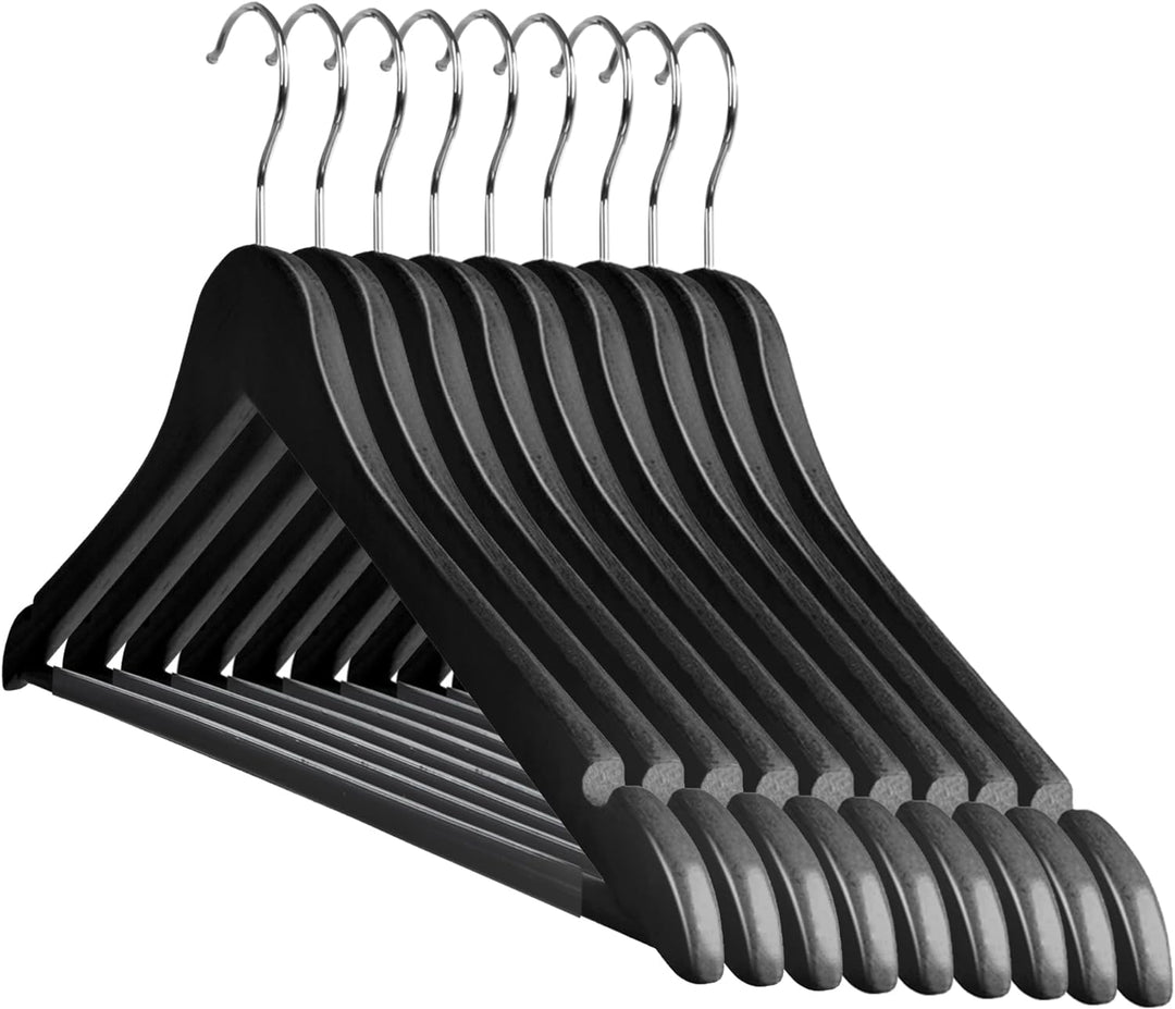 Set de 100 de umerase pentru haine, din lemn, bara pentru pantaloni, carlige rotative la 360 de grade