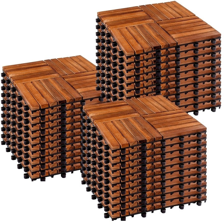 Pachet de 33 de placi de mozaic din lemn, 4 x 4 m