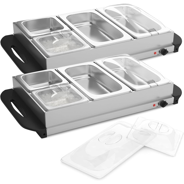 Set de 2 bufeturi electrice cu control de temperatura, 14 L, otel inoxidabil