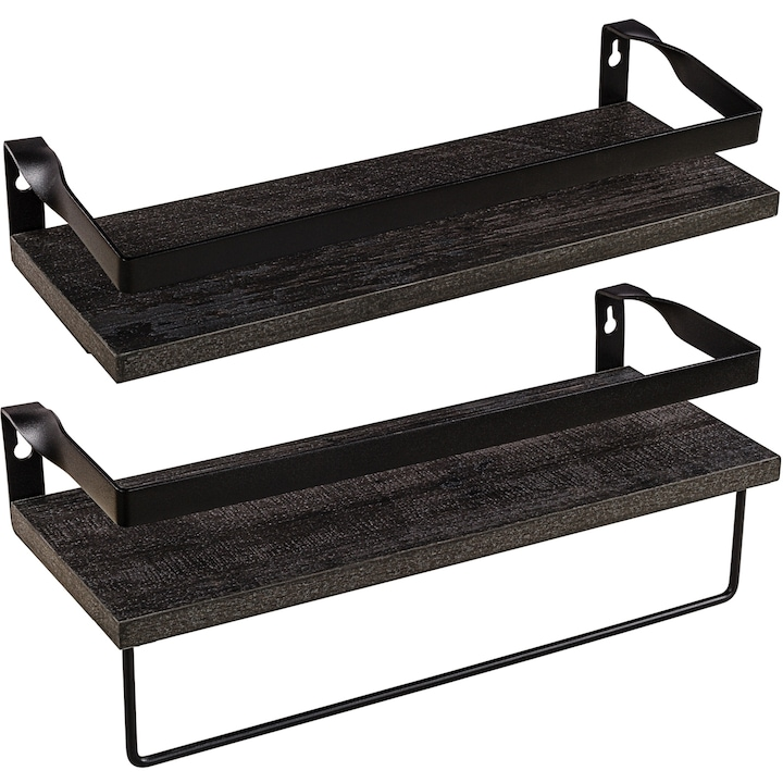 Set de 2 rafturi de perete, lemn