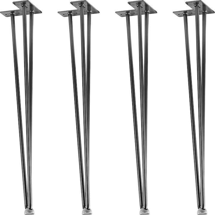 Set de 4 picioare de masa, 60 cm, 3 tije argint