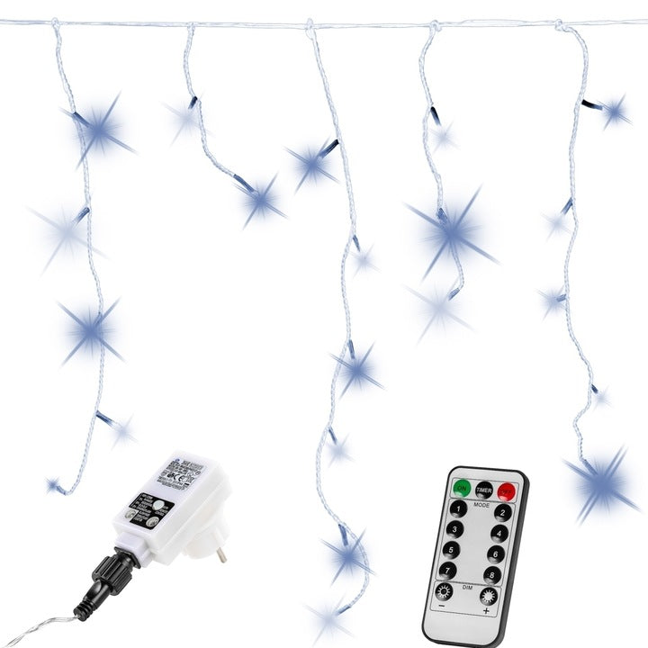Lumini cu leduri, decorative, alb rece, 200 de leduri, telecomanda de control, reflexii de gheata