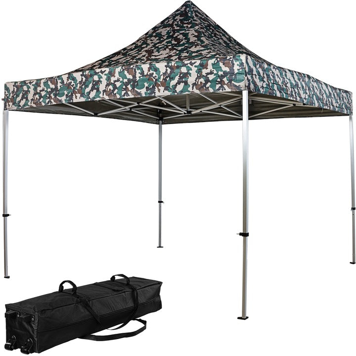 Pavilion pliabil PRO, 3 x 3 m, geanta carucior, aluminiu, culoare padure