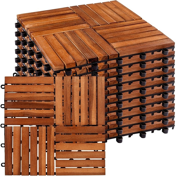 Pachet de 11 placi de mozaic din lemn, 4 x 6 m