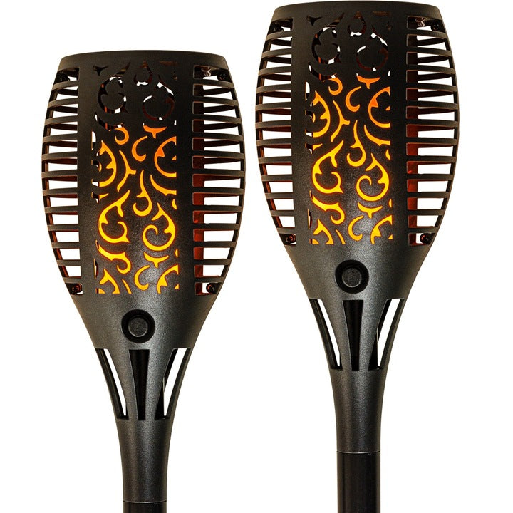 Set de 2 lampi solare cu efect de flacara, 33 led-uri