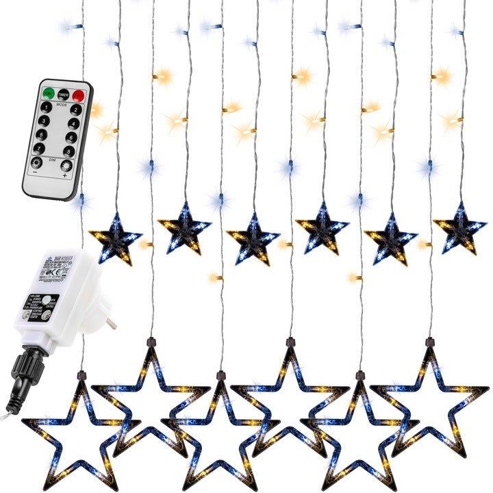 Instalatie led cu 12 stele, telecomanda, alimentare cu baterii, cald/rece