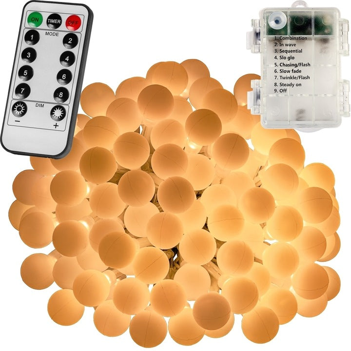 Instalatie 200 led-uri, lumini de zana, alb/cald, telecomanda, alimentare pe baterie