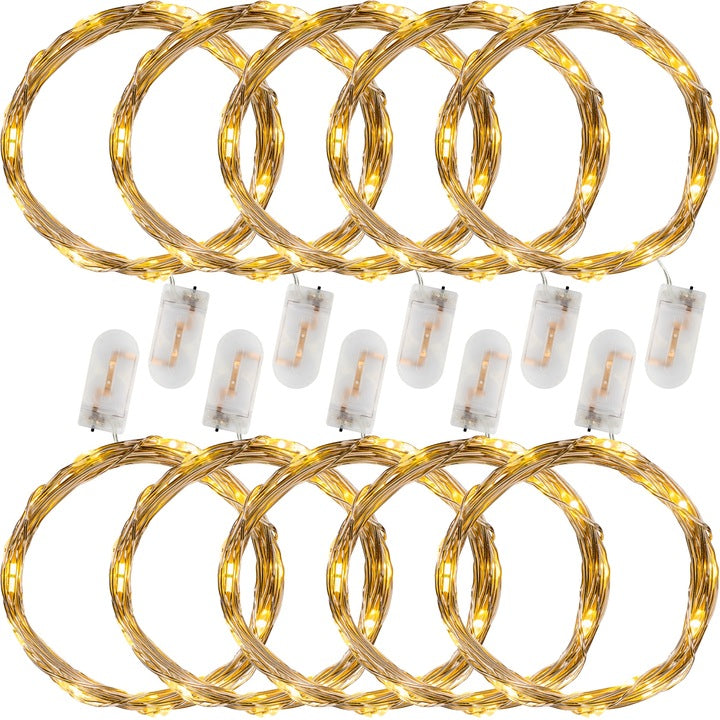 Set de 10 instalatii tip fir, 25 led-uri, alb/cald, alimentare pe baterie