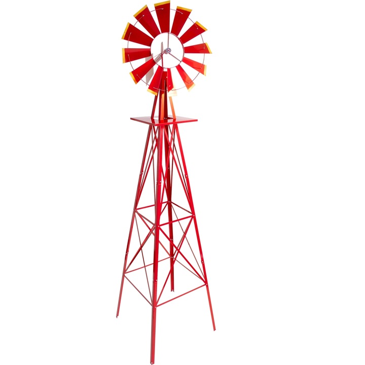 Moara de vant, stil american, 245 cm, rosu
