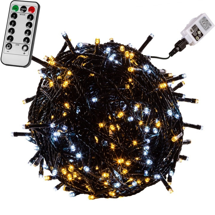 Instalatie cu 50 de led-uri, telecomanda, alb/galben