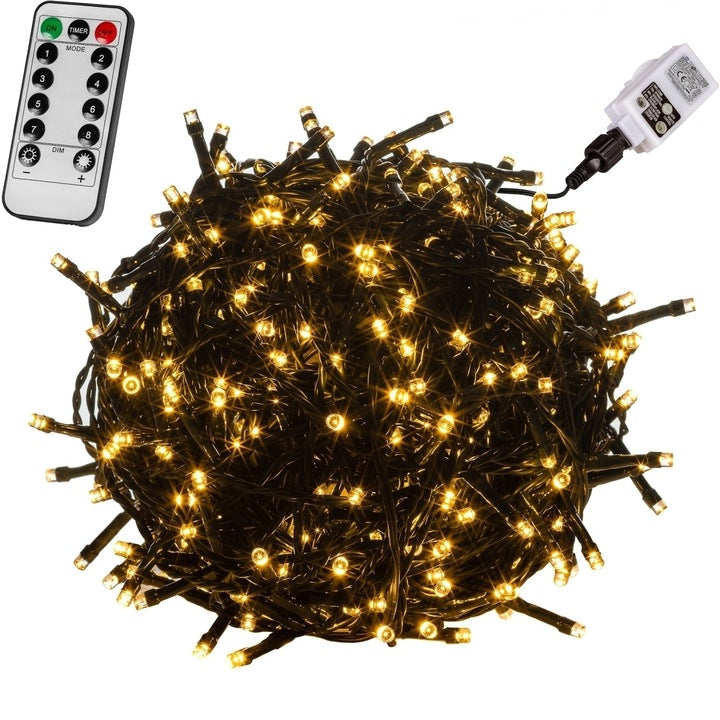 Lumini cu leduri, decorative, alba cald, 600 de leduri, telecomanda de control