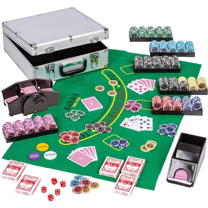 Set de poker, 600 de jetoane, amestecator de carti