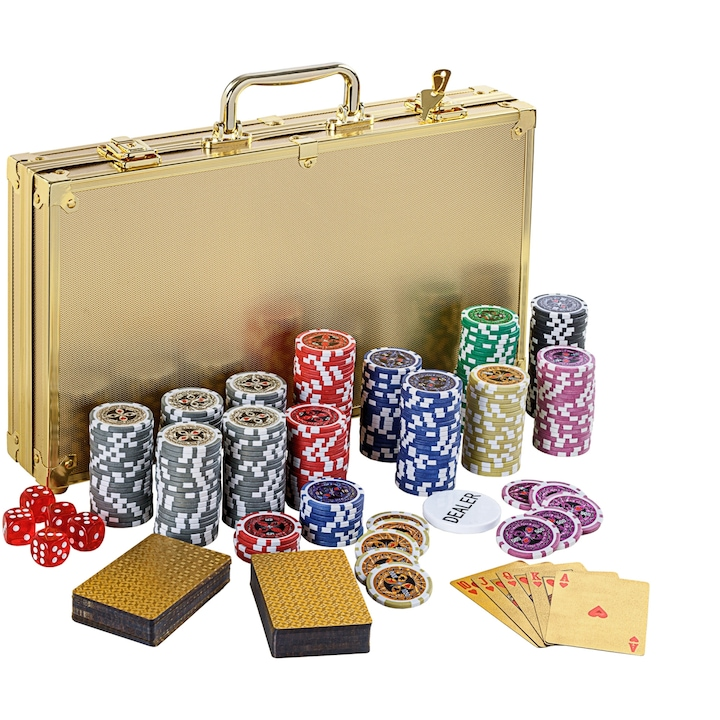 Set de poker, 300 de jetoane, auriu
