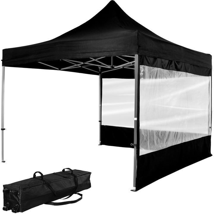 Pavilion pliabil PRO cu 2 sectiuni laterale, 3 x 3 m, geanta carucior, aluminiu, negru
