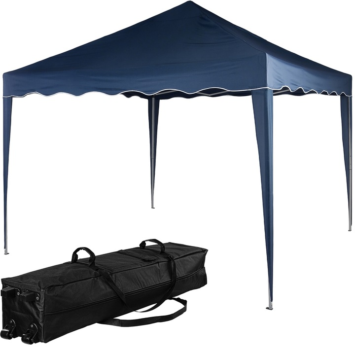 Pavilion pliabil BASIC, 3 x 3 m, geanta carucior, aluminiu, albastru