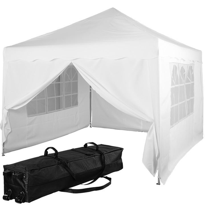 Pavilion pliabil BASIC cu 4 sectiuni laterale, 3 x 3 m, geanta carucior, aluminiu, alb