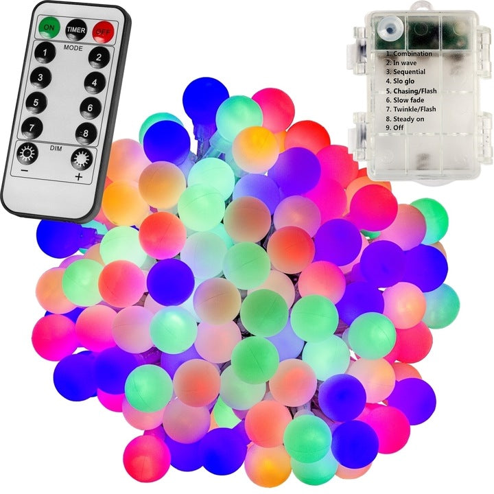 Instalatie 200 led-uri, lumini de petrecere, multicolor, telecomanda, alimentare pe baterie