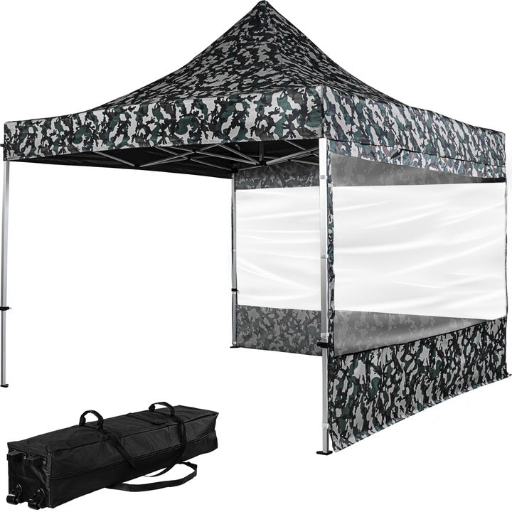 Pavilion pliabil PRO cu 2 sectiuni laterale cu fereastra, 3 x 3 m, geanta carucior, aluminiu, culoare urban