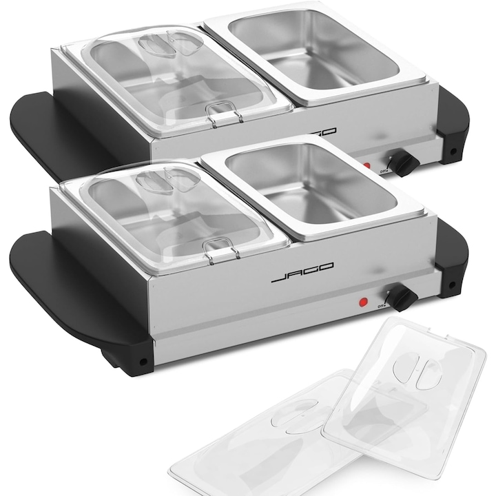 Set de 2 bufeturi electrice cu control de temperatura, 6 L, otel inoxidabil